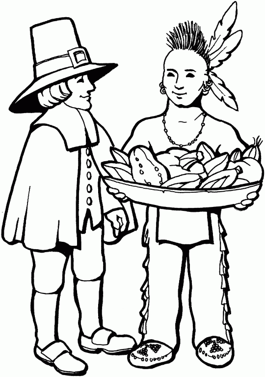 Thanksgiving Coloring Pages  First Thanksgiving