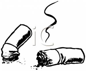 Two Black And White Cigarette Butts   Clipart