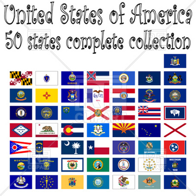 United States Of America Collection Abstract Vector Art Illustration