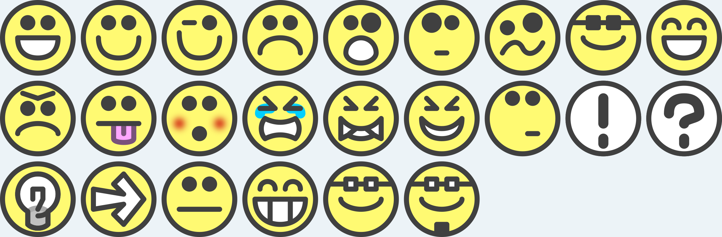 24 Flat Grin Smilies Emotion Icons Emoticons For Example For Forums By