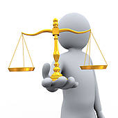 3d Man Holding Balance Scale   Clipart Graphic