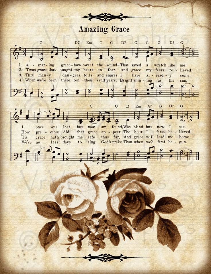 Amazing Grace And Roses Christian Sheet Music Hymn Hymnal Digital    