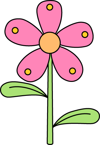 Garden Flower Clip Art Image   Pink Garden Flower With A Green Stem    