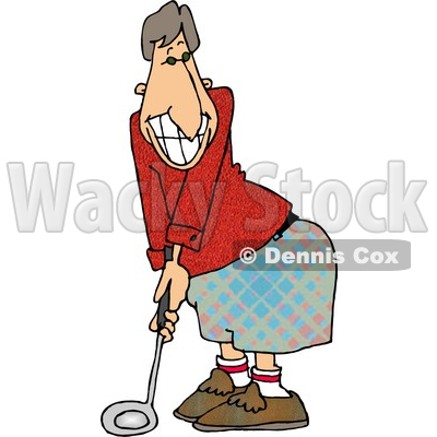 Happy Man Golfing At A Golf Course On The Weekend Clipart Picture