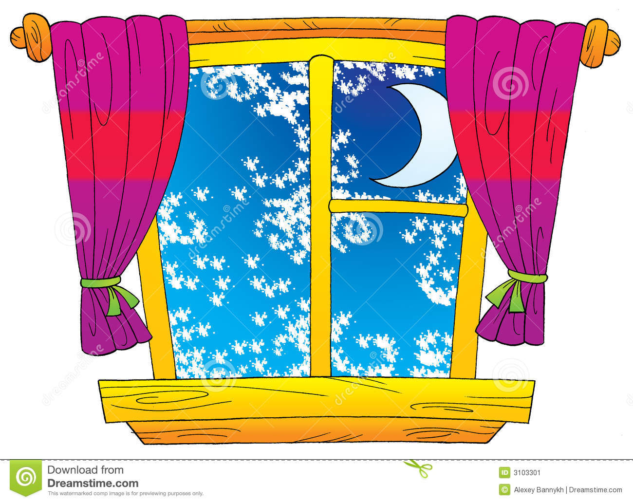 Open Window At Night Clipart Winter Window