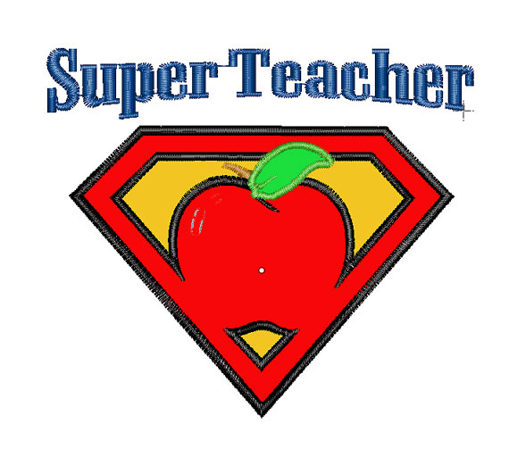 Super Teacher Apple Applique 4 Sizes Pattern File Machine Embroidery    