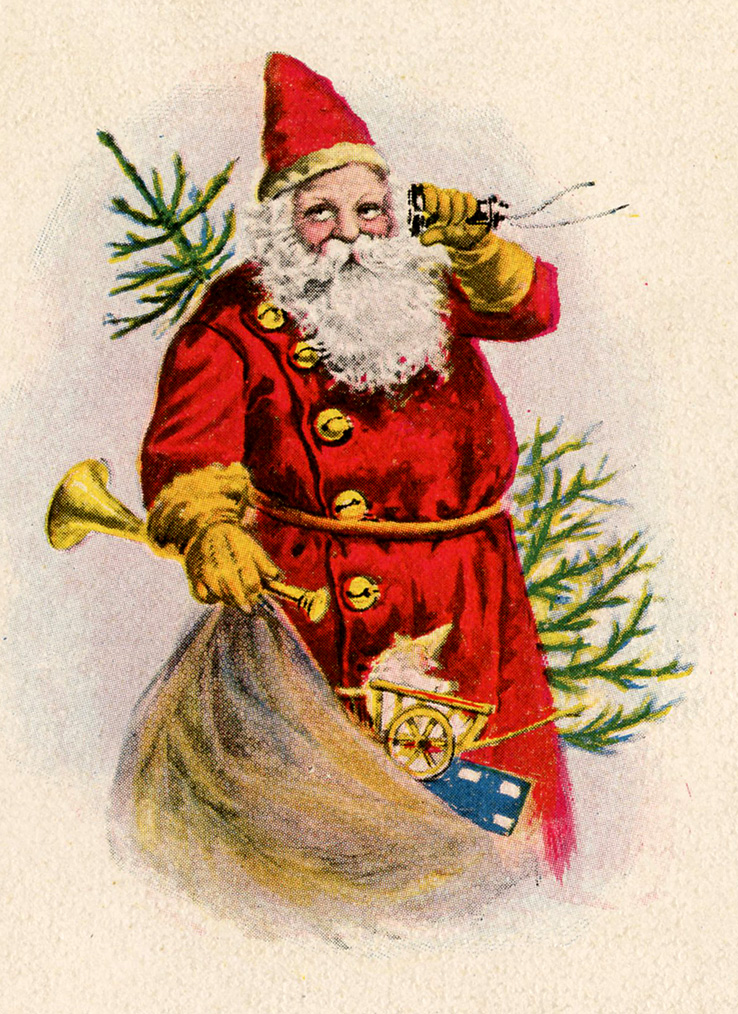 Vintage Christmas Clip Art   Santa With Toys   The Graphics Fairy