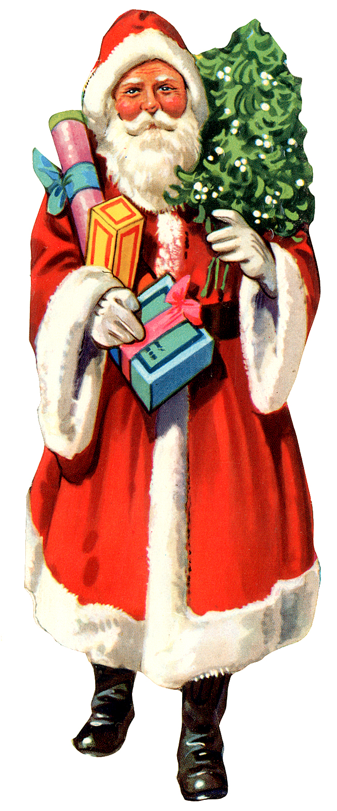 Vintage Santa Claus Clipart Santa In The Car Vintage Christmas Clipart