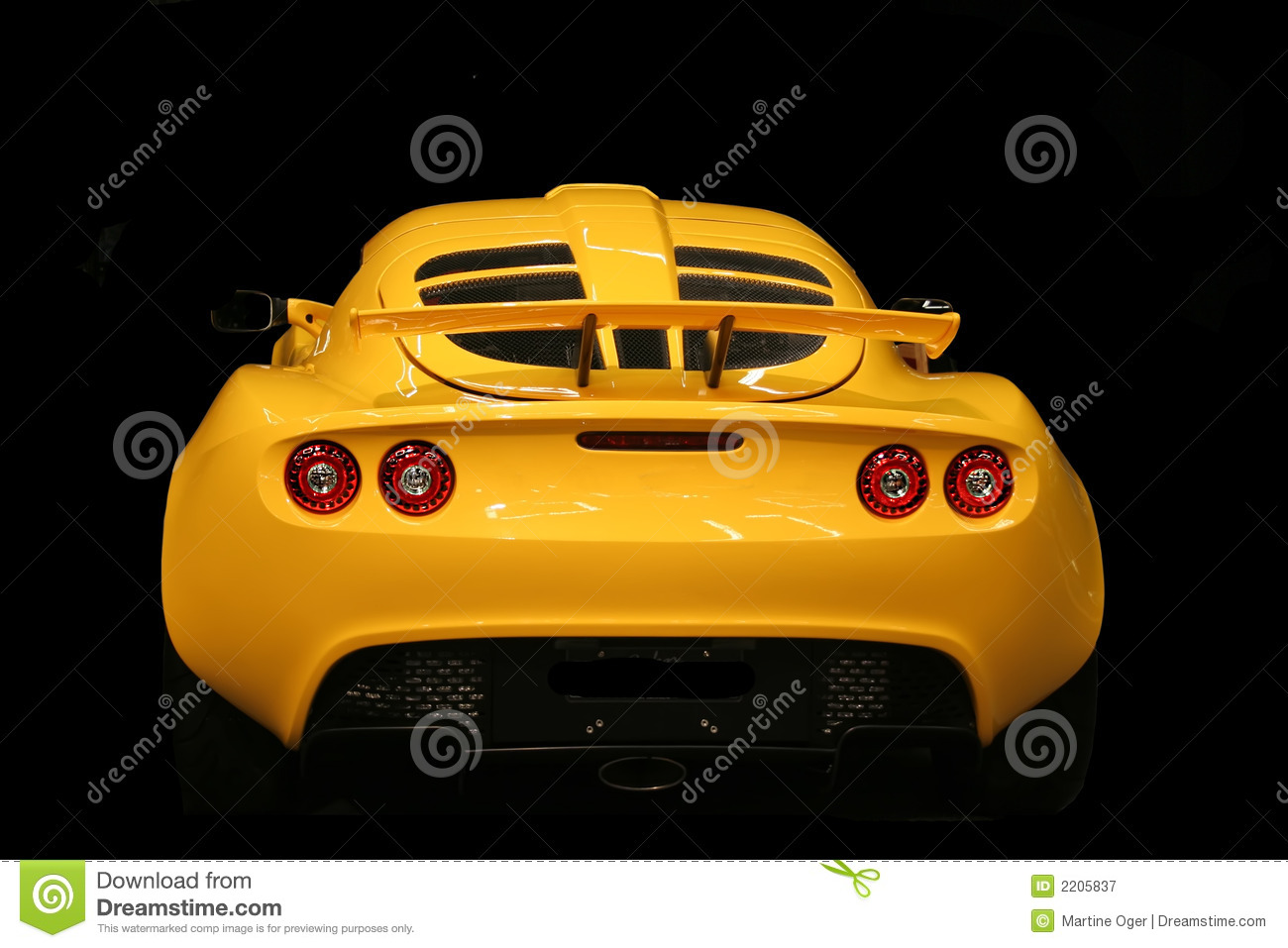 Yellow Sport Expensive Car Isolated On Black Background