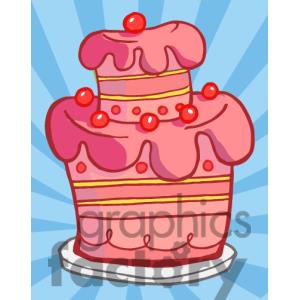 3495 Royalty Free Rf Clipart Illustration Pink Two Tiered Cake