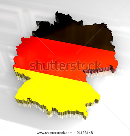 3d Flag Map Of Germany   Stock Photo