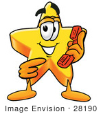     Art Graphic Of A Yellow Star Cartoon Character Holding A Telephone