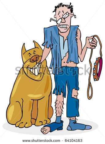Bad Dog And His Battered Owner   Stock Photo