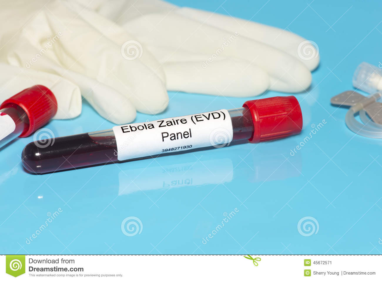 Blood Test Panel Lab Sample With Gloves And Iv Blood Draw Needle