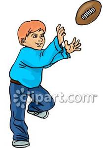 Boy Ready To Catch A Football   Royalty Free Clipart Picture