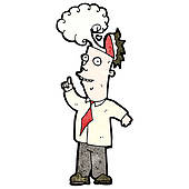 Cartoon Man With Overheated Brain   Clipart Graphic