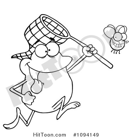 Catch Clipart Outlined Frog Catching A Bug