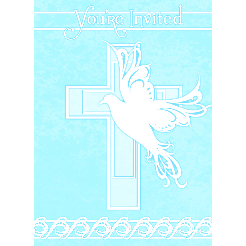 Christening Cross Dove Cross Blue Christening