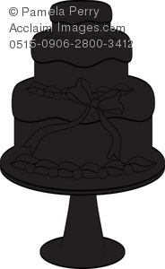 Clip Art Illustration Of A Wedding Cake Silhouette