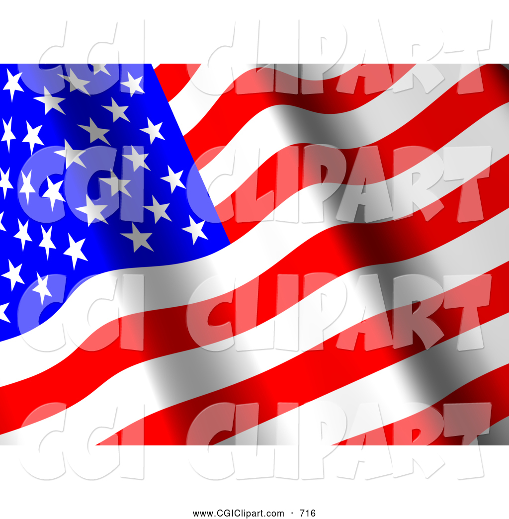 Clip Art Of A Patriotic 3d Waving American Flag Banner By Shazamimages