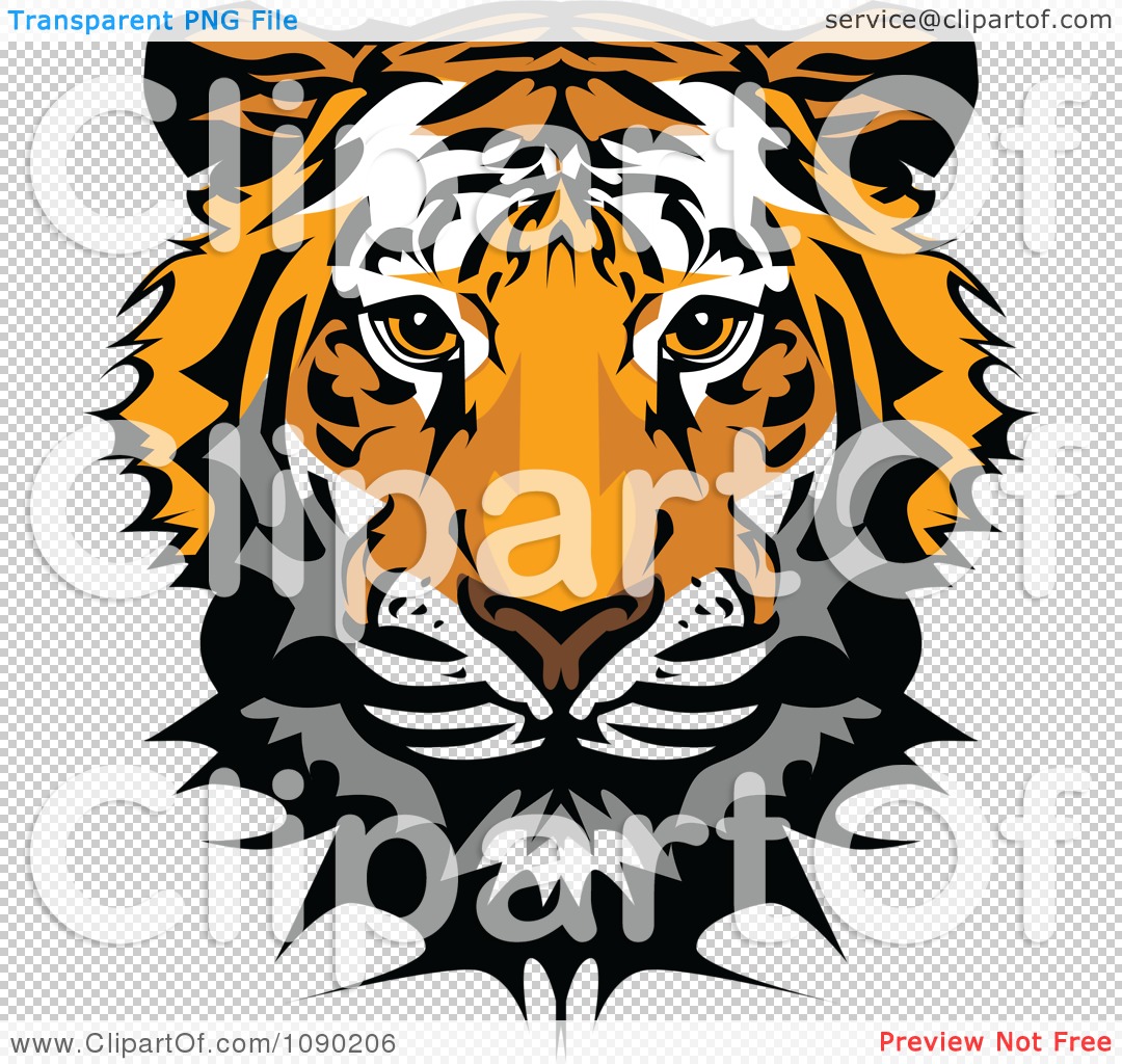Clipart Cute Tiger Mascot Head   Royalty Free Vector Illustration By