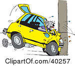 Clipart Illustration Of A Koala Crashing Their Car Into A Pole