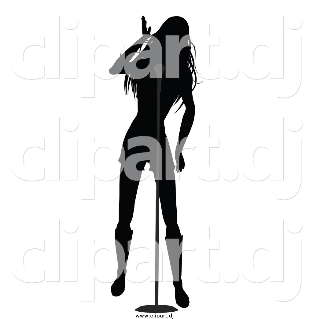 Clipart Of A Silhouetted Female Singer With A Microphone By Elaine
