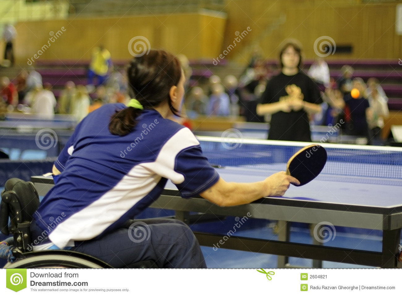 Disability Female Playing Table Tennis In An Official Competition