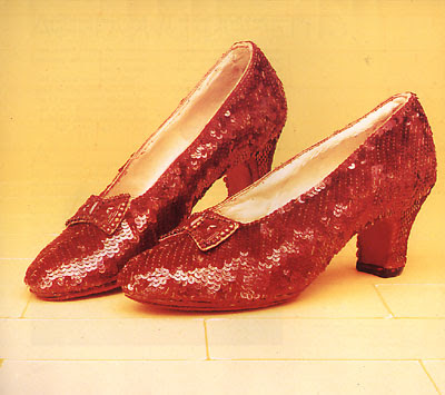 Faded Pair Of The Original Ruby Slippers Worn By Judy Garland In The
