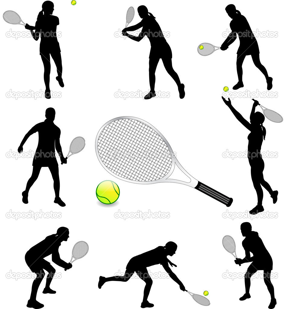Female Tennis Players Silhouettes   Vector   Vector By Bokica