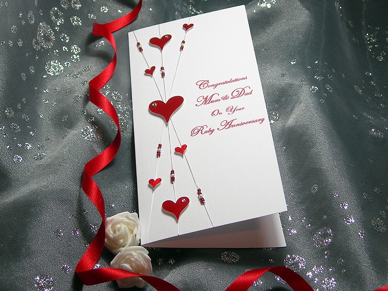 Forever After Ruby Red  40  Anniversary Card