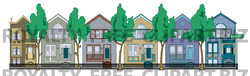 Free  Rf  Clipart Illustration Of A Row Of Perfect Victorian Houses