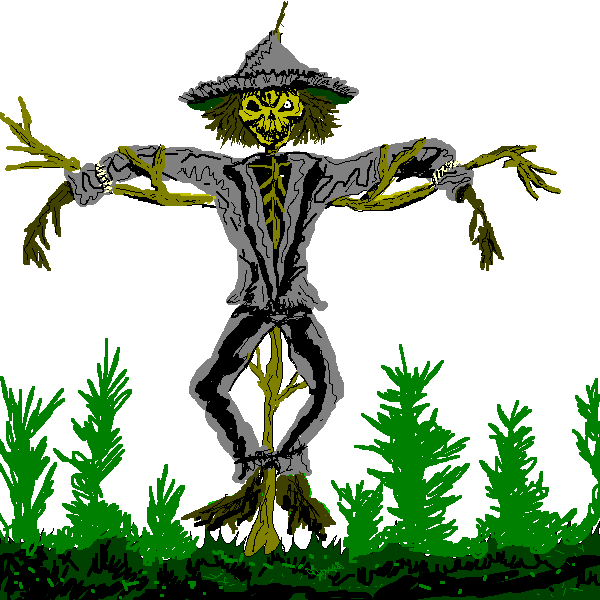 Free Scary Zombie Style Scarecrow Clip Art