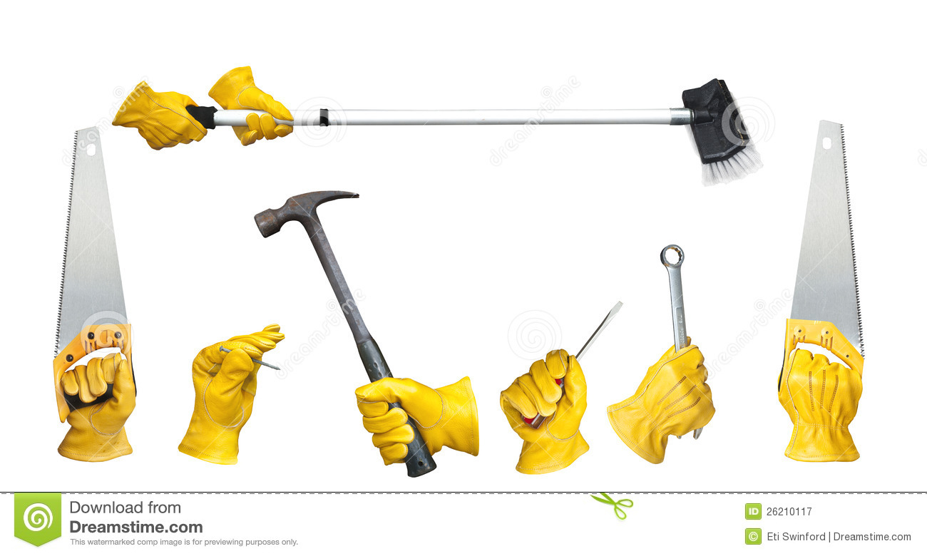 Hands Holding Tools Royalty Free Stock Photography   Image  26210117