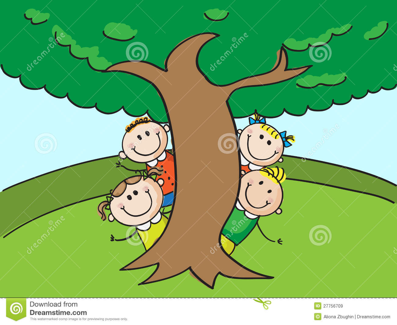Kids And Tree Royalty Free Stock Images   Image  27756709