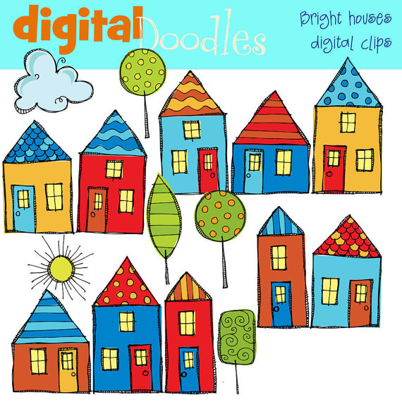 Kpm Bright Neighborhood Digital Clipart By Kpmdoodles On Etsy
