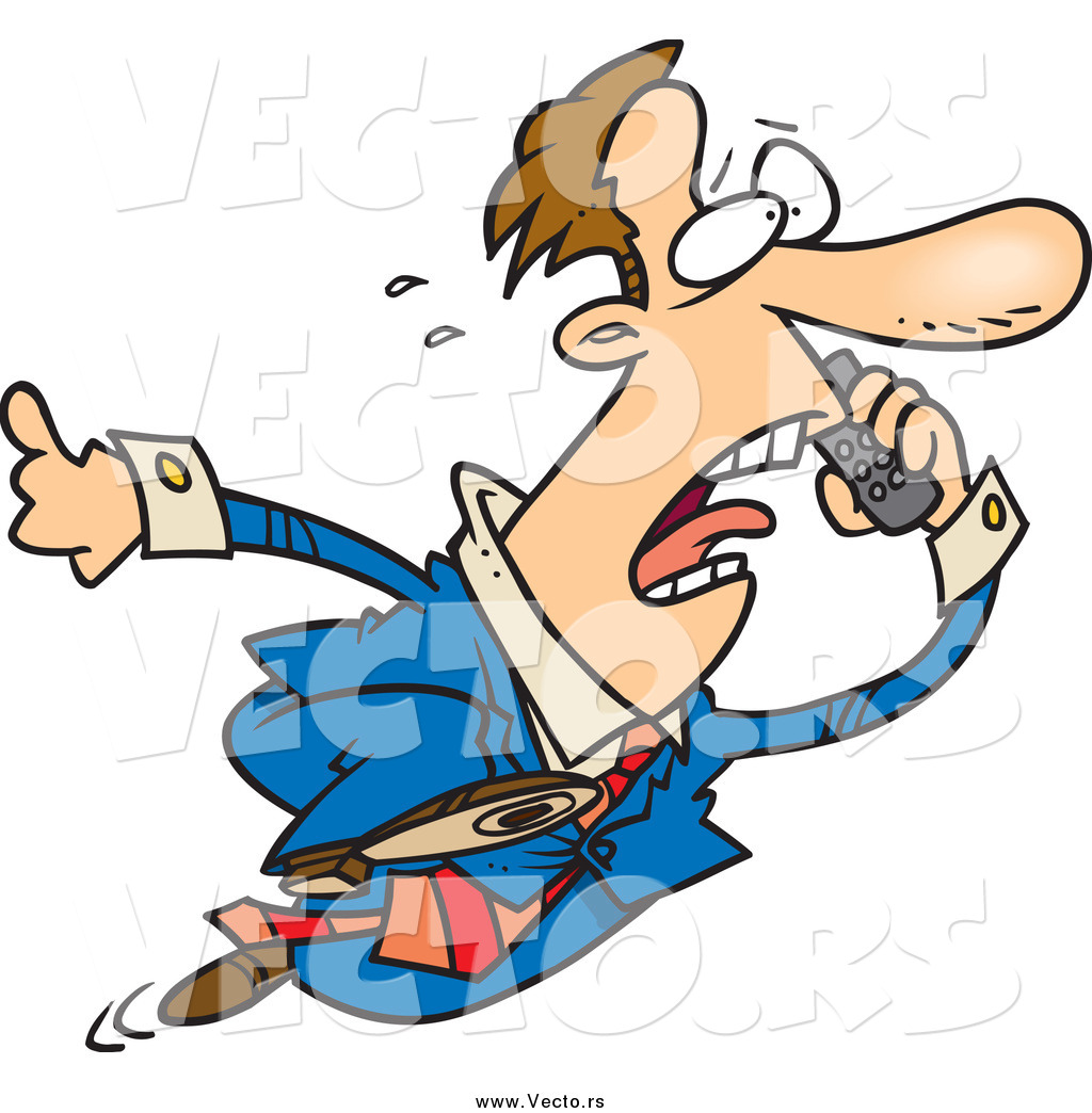 Larger Preview  Vector Of A Cartoon Panicked White Businessman Running
