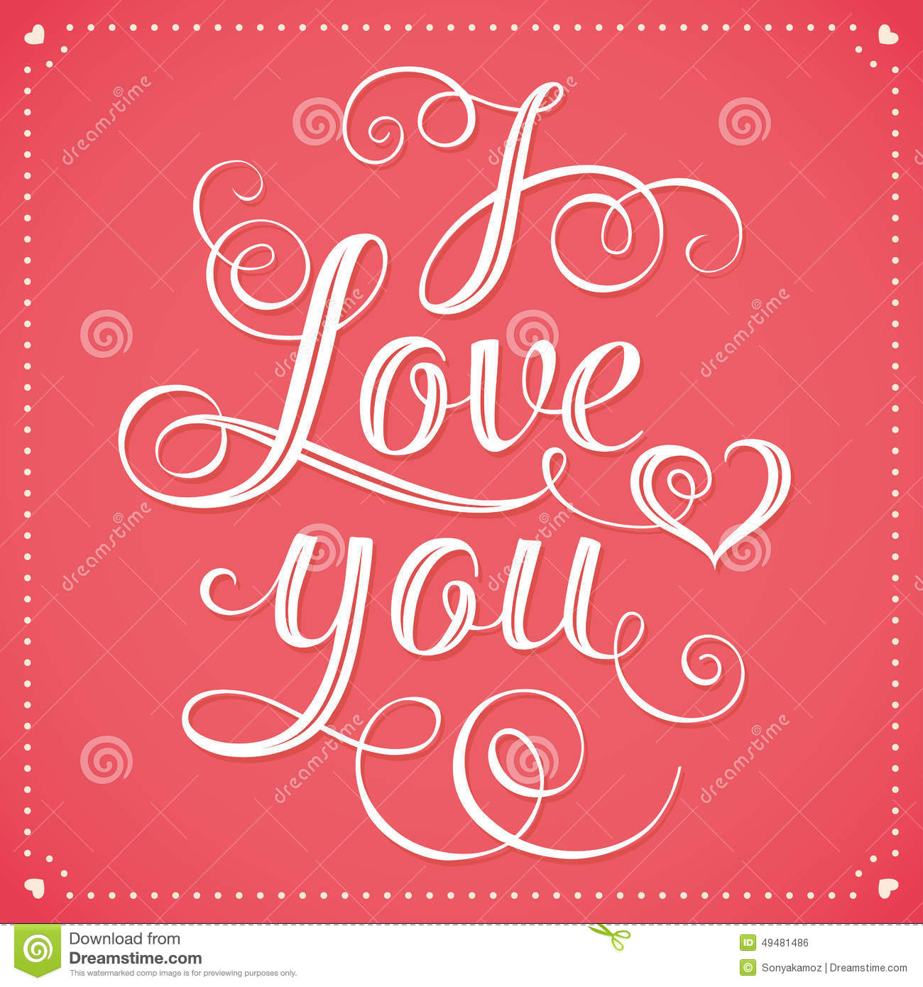 Love You Hand Lettering Greeting Card Stock Vector   Image  49481486