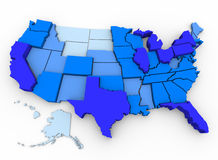Population   Map Of Most Populated States Stock Photo