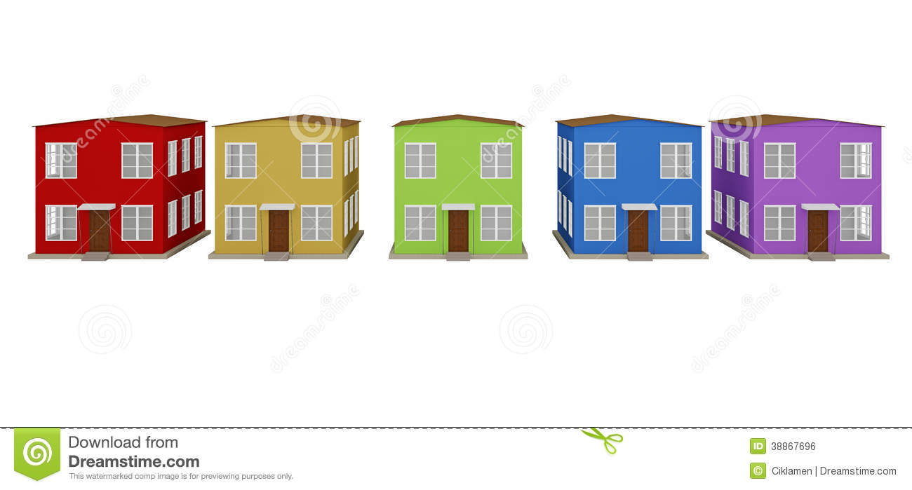 Row Of Colored Small Houses Stock Illustration   Image  38867696