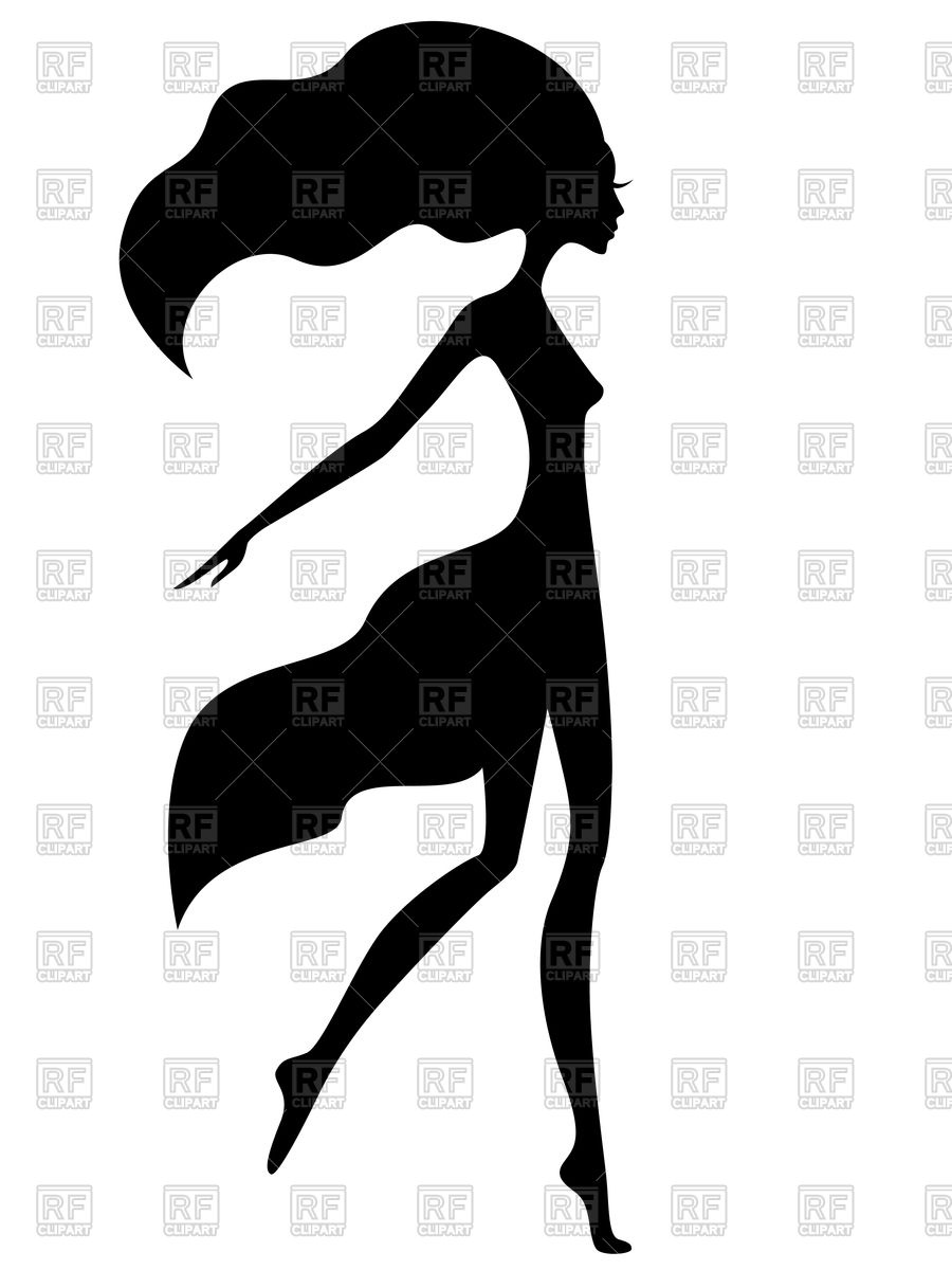 Slim Girl With Waving Hair In Motion Silhouette 76021 Download