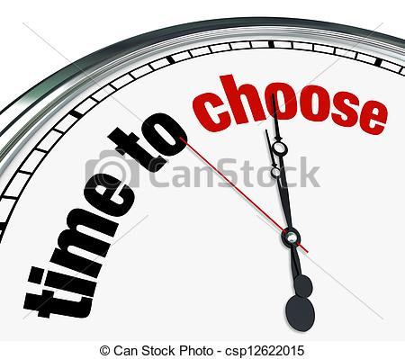 Stock Illustration   Time To Choose   Clock Reminds To Decide   Stock