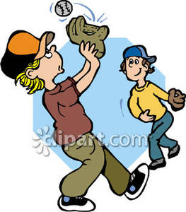 Two Boys Playing Catch   Royalty Free Clipart Picture