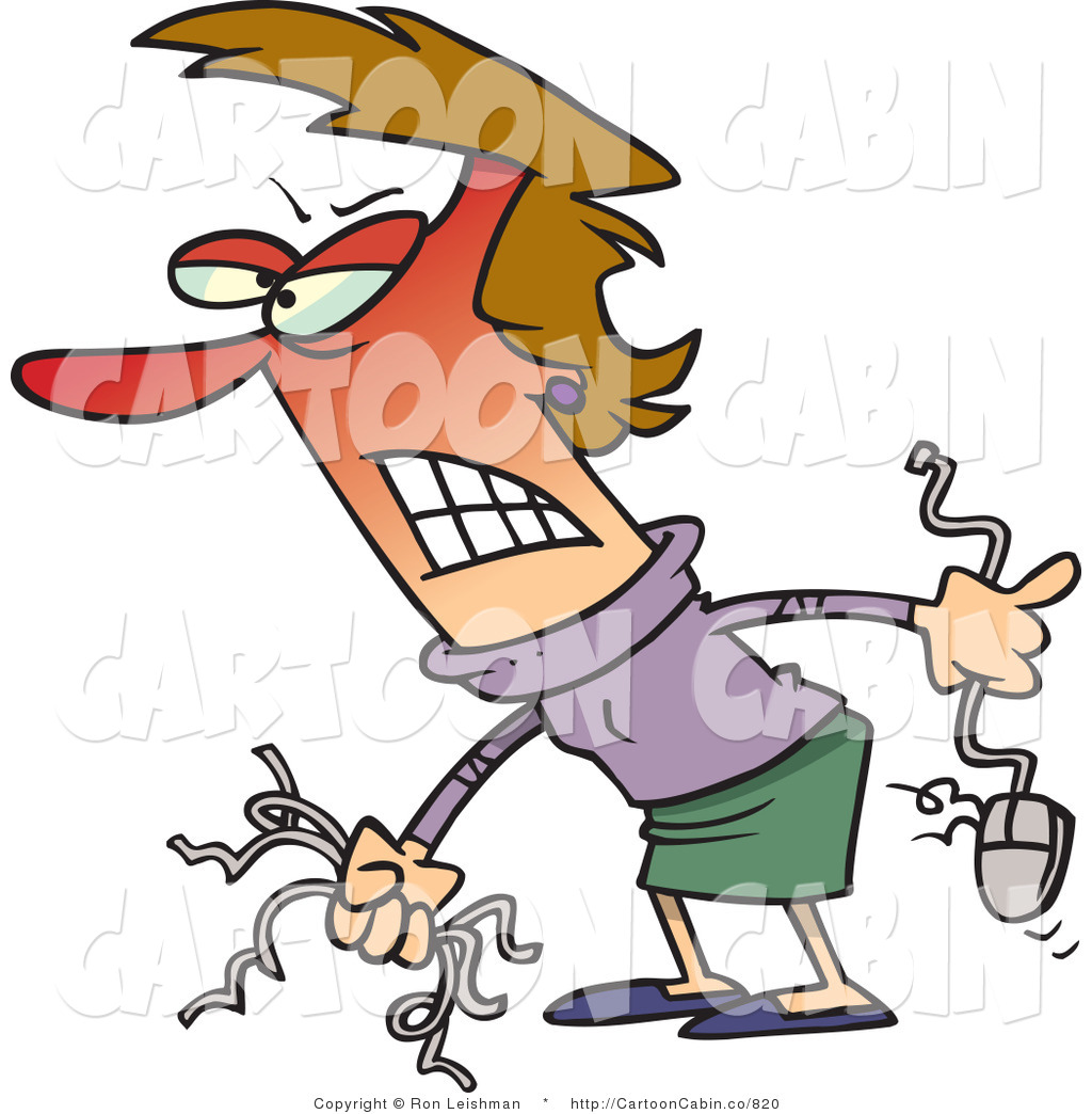 Vector Cartoon Illustration Of An Angry Red Faced Woman Gripping