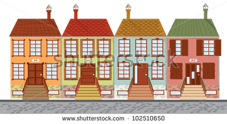 Vector Illustration Of Houses In A Row   102510650   Shutterstock