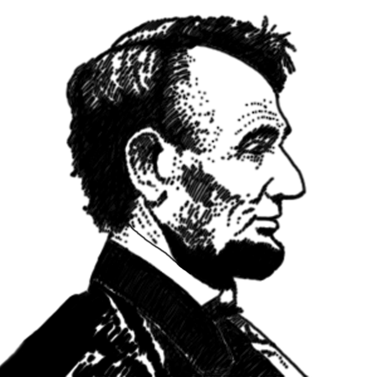 Abraham Lincoln Portrait Clip Art In Black And White  Realistic
