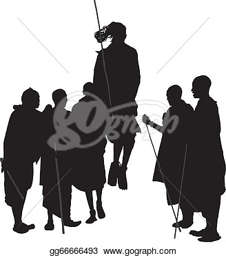   African Dancing People Silhouette On White Background  Clipart    