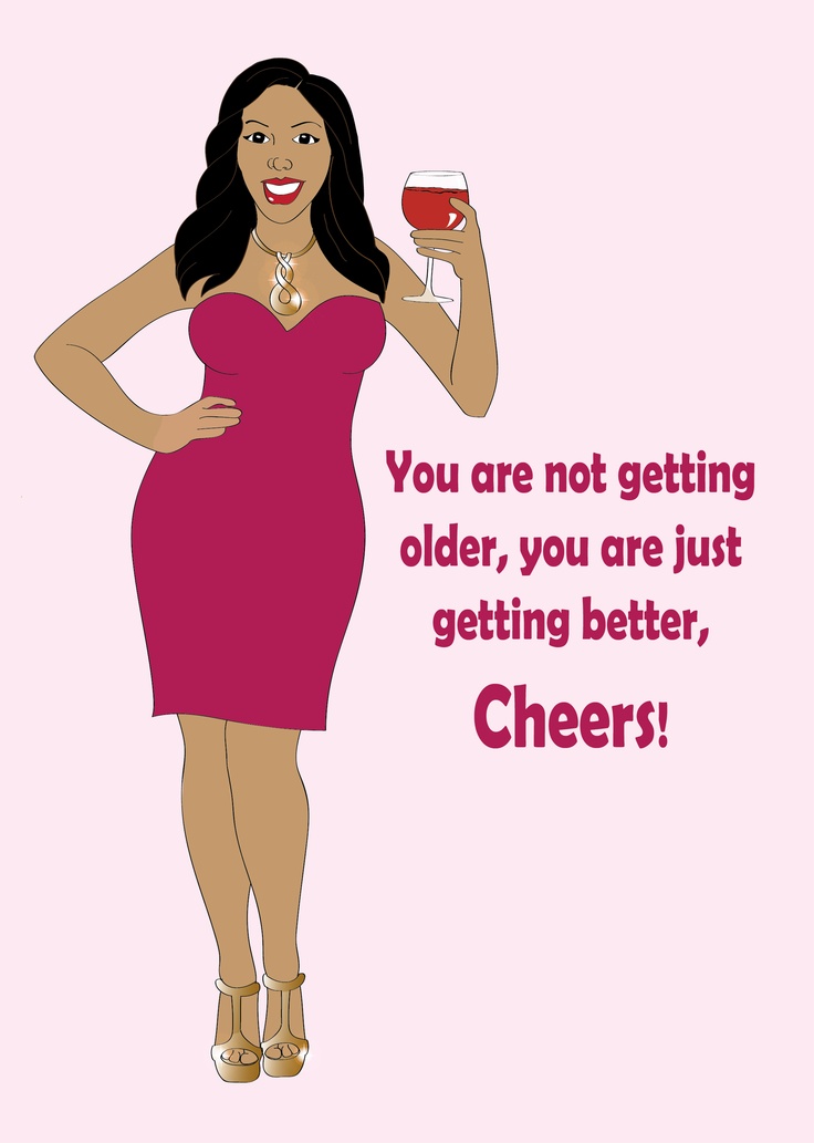 Birthday Greeting Card For Women  Beautiful Black Woman Wearing A Pink