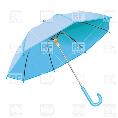 Blue Umbrella With Curved Handle Download Royalty Free Vector Clipart