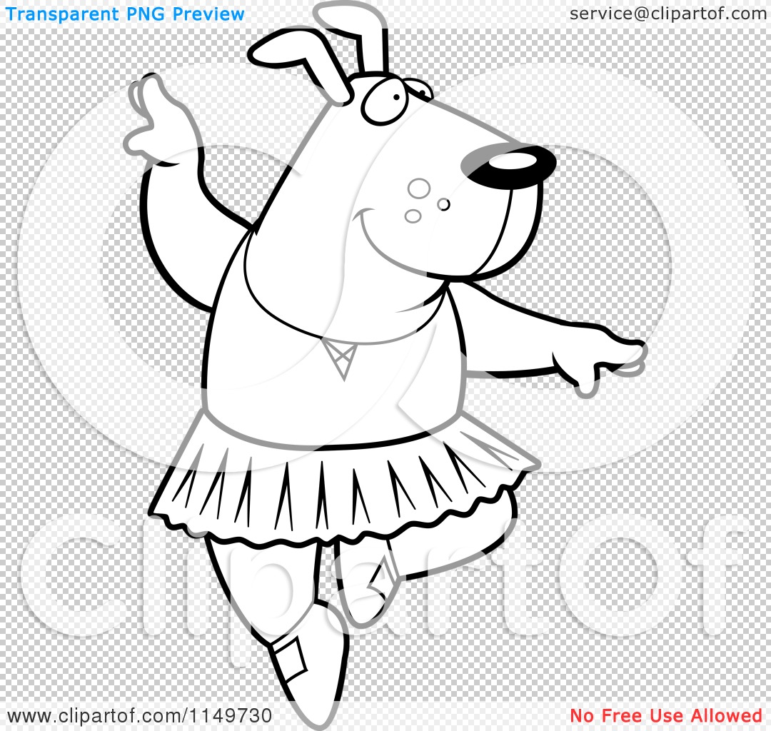 Cartoon Clipart Of A Black And White Ballerina Dog Dancing   Vector    